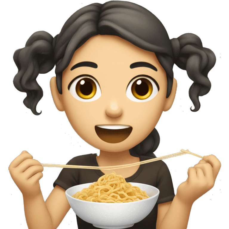 Girl eating noodles emoji