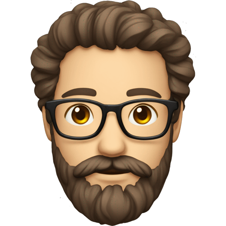 Homme cheveux brun barbe lunette  et on vois le buste emoji