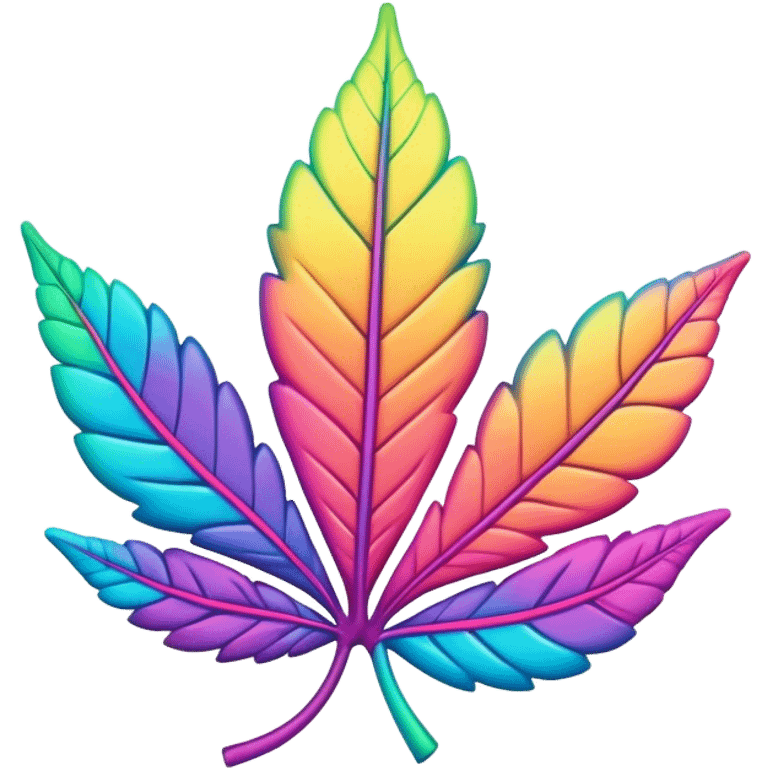 3D, psychedelic colored hippie style leaf emoji