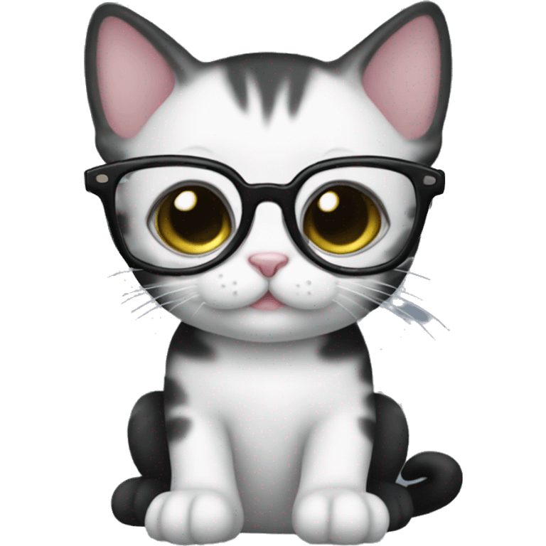 Baby balck cat with glasses emoji