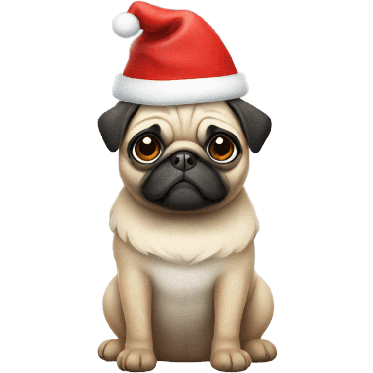 Pug wearing Santa hat emoji