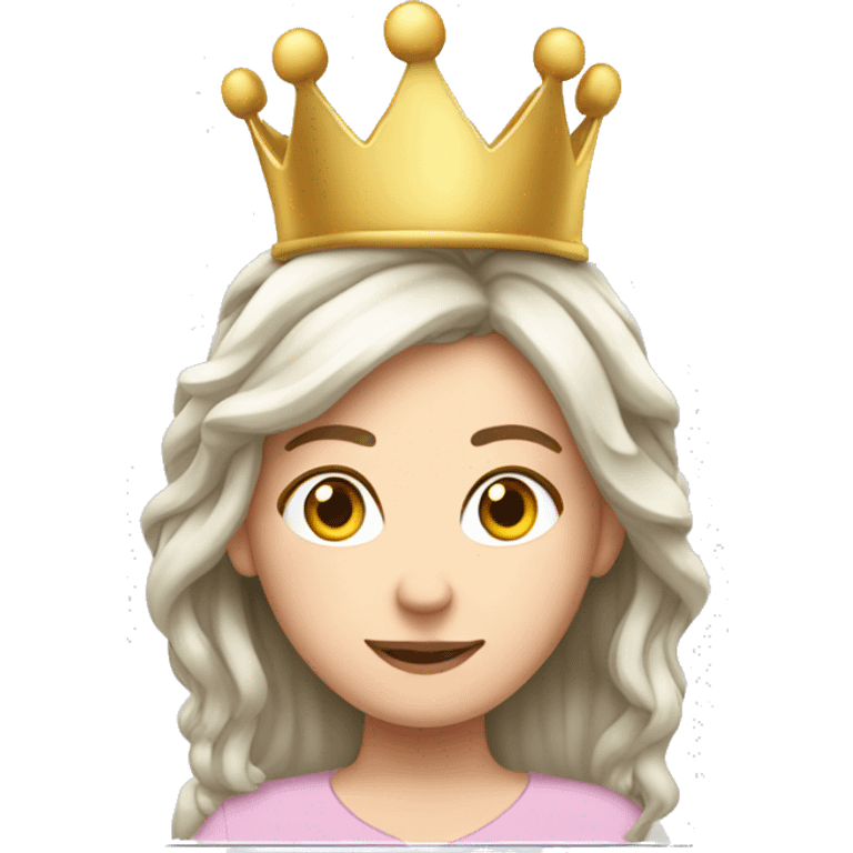 White girl on laptop with a crown on her head emoji