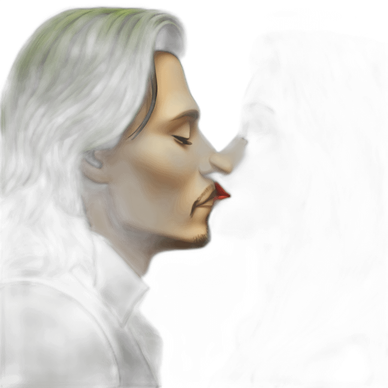 Johnny Depp kissing blond woman with green eyes amd very very very long hair emoji