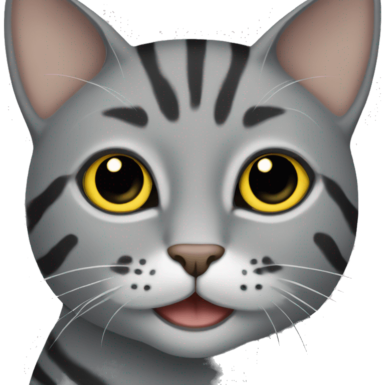 gray cat with black stripes and yellow-brown eyes emoji