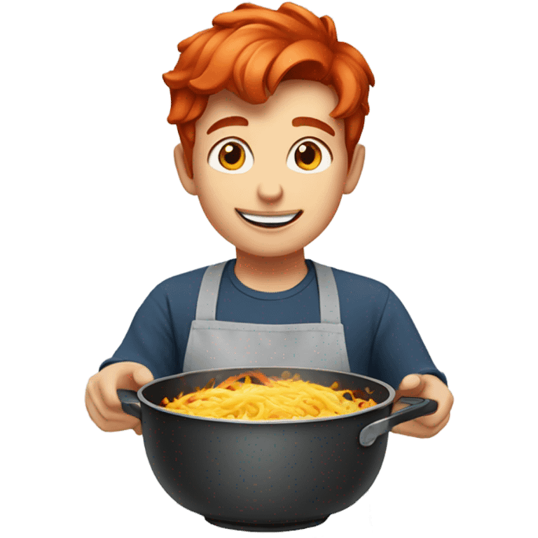 Red hair boy cooking in kitchen emoji