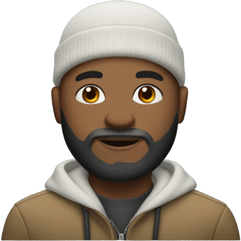 Bald black man with a beard and beanie emoji