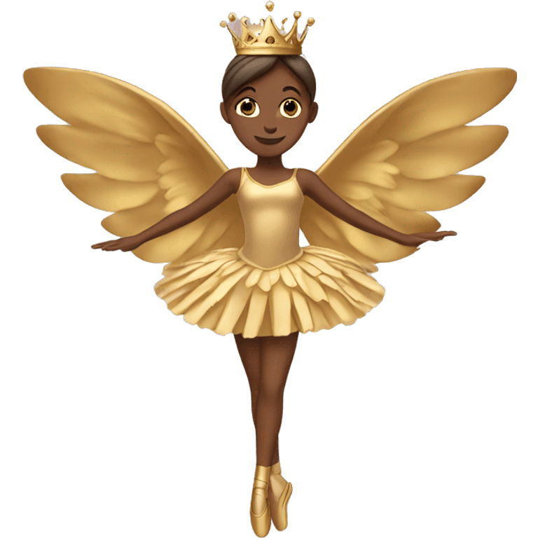  brown ballerina gold wings gold princess crown emoji