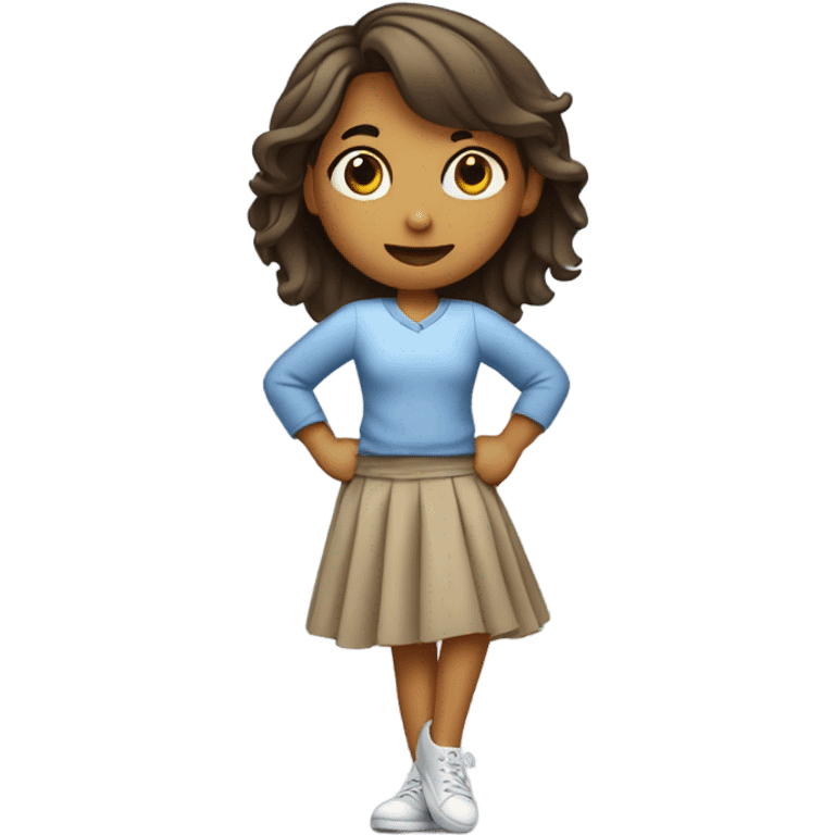 Girl in skirt balancing on one leg emoji