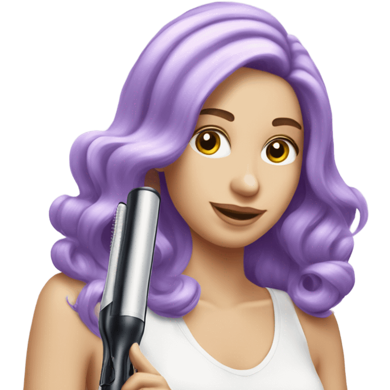 pastel purple hair straightener curling iron emoji