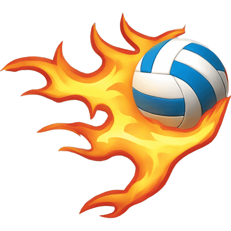 Volleyball with flames shooting of it emoji