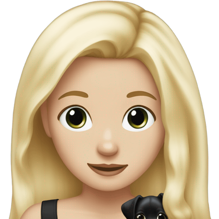 White girl blonde hair with black puppy emoji