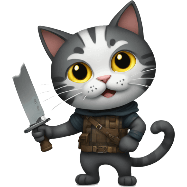 knife-wielding cat emoji