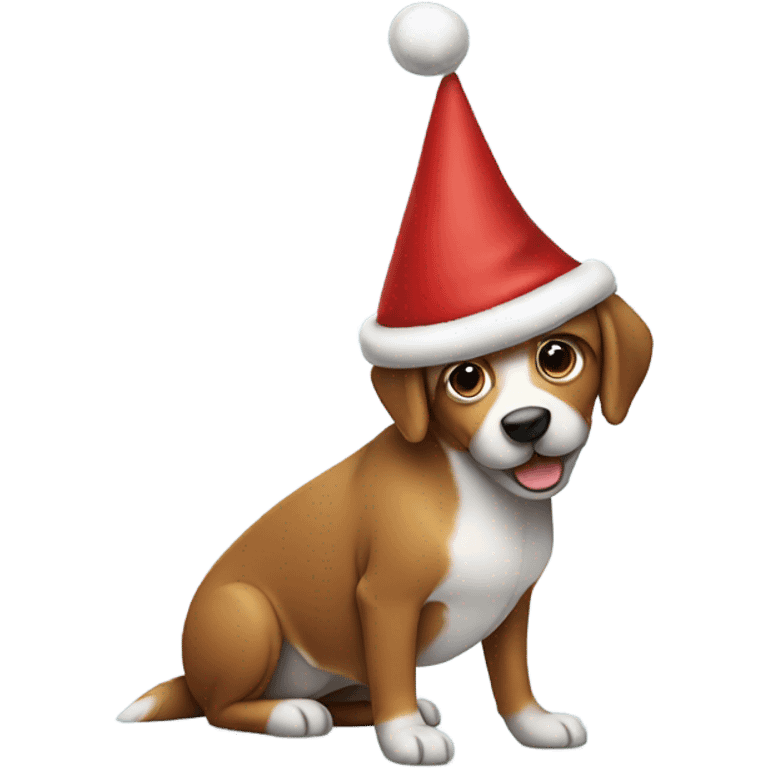 Dog wearing Santa hat emoji