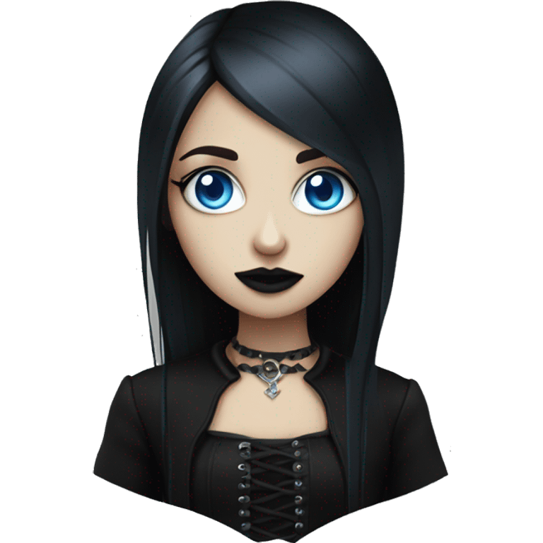 goth girl with blue eyes and black cag emoji