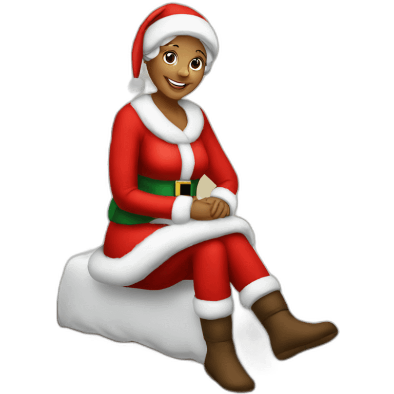 mrs santa claus sitting on bed emoji