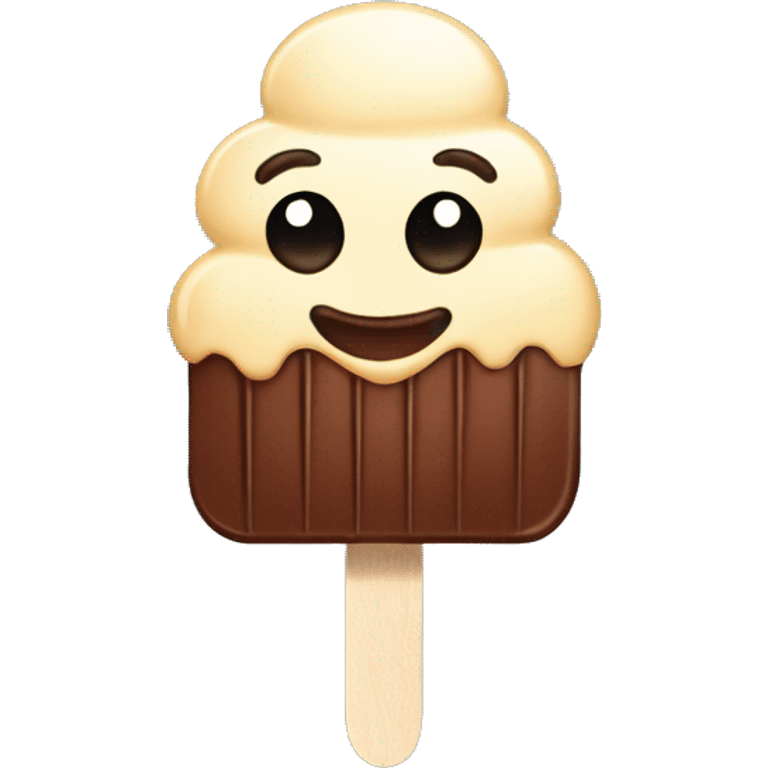 Chocolate ice cream on popsicle stick emoji