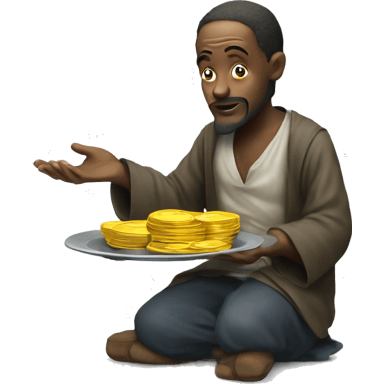 Beggar asking money with plate emoji