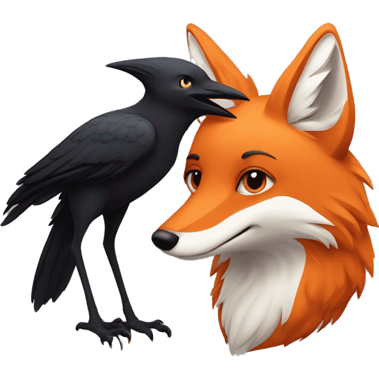 fox and a crow cuddling￼ emoji