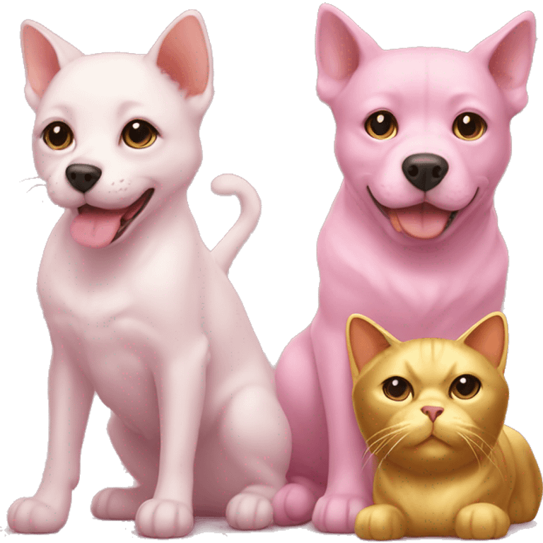 pink and gold cat and dog emoji