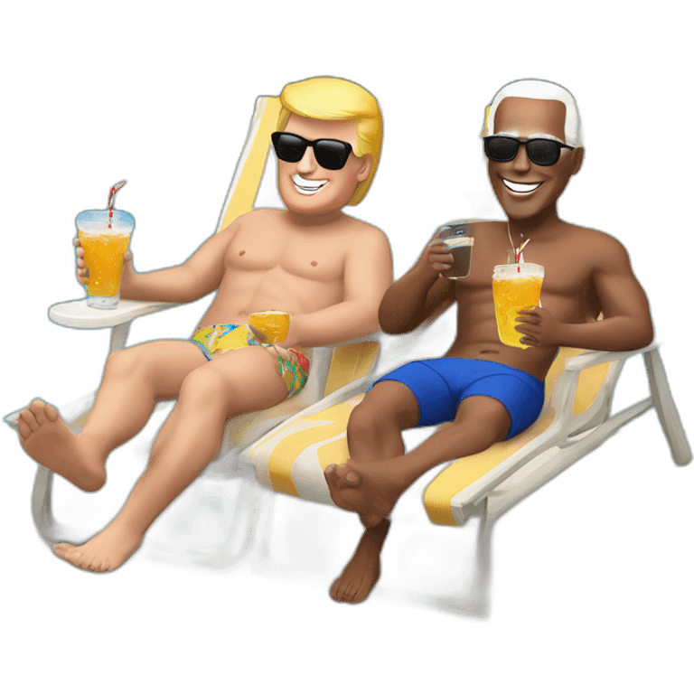 Donald Trump and Joe Biden in Holiday, relaxing at the pool with a drink emoji