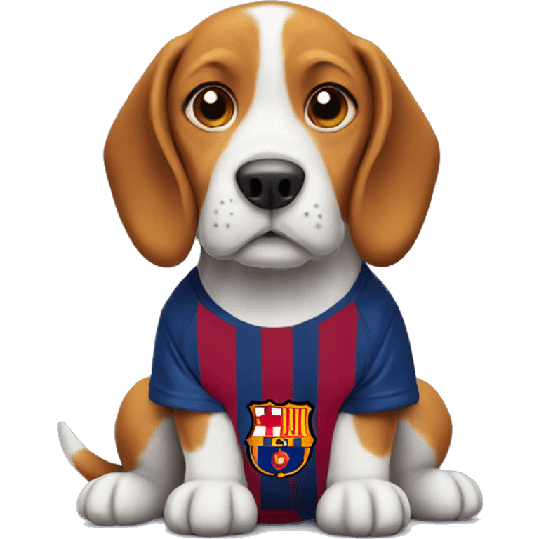 Beagle dog  with Barça soccer team tshirt emoji