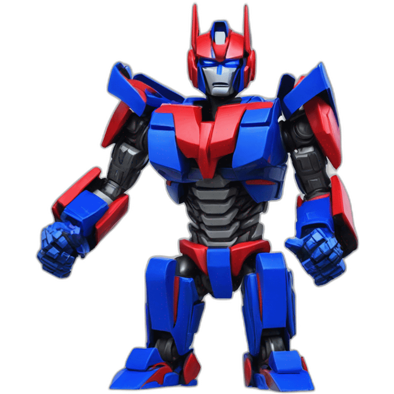 Transformer red blue power left knee down right hand down emoji