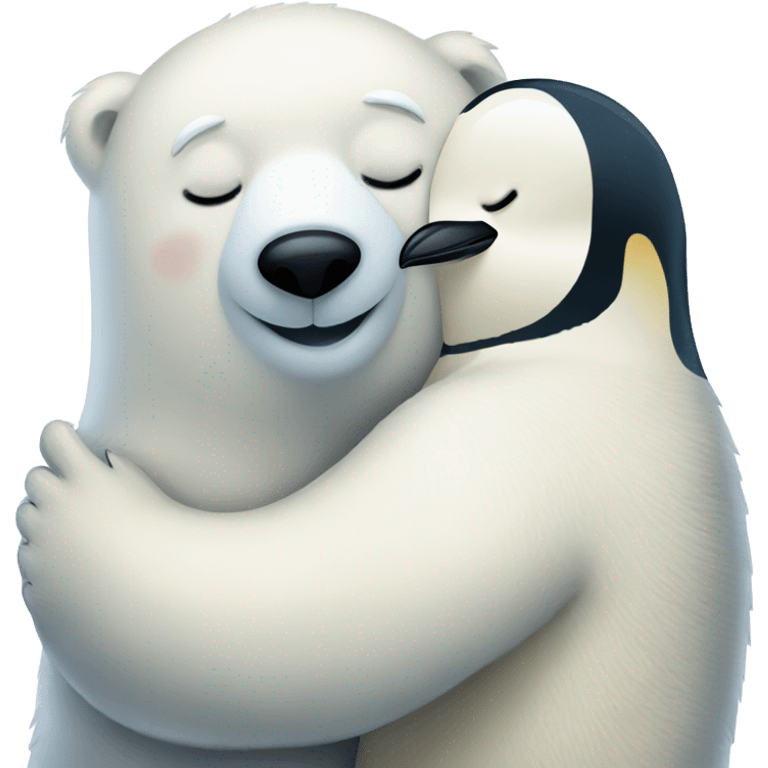 Polar bear and penguin hugging emoji