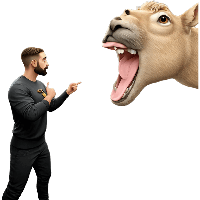 boy with beard and animal emoji