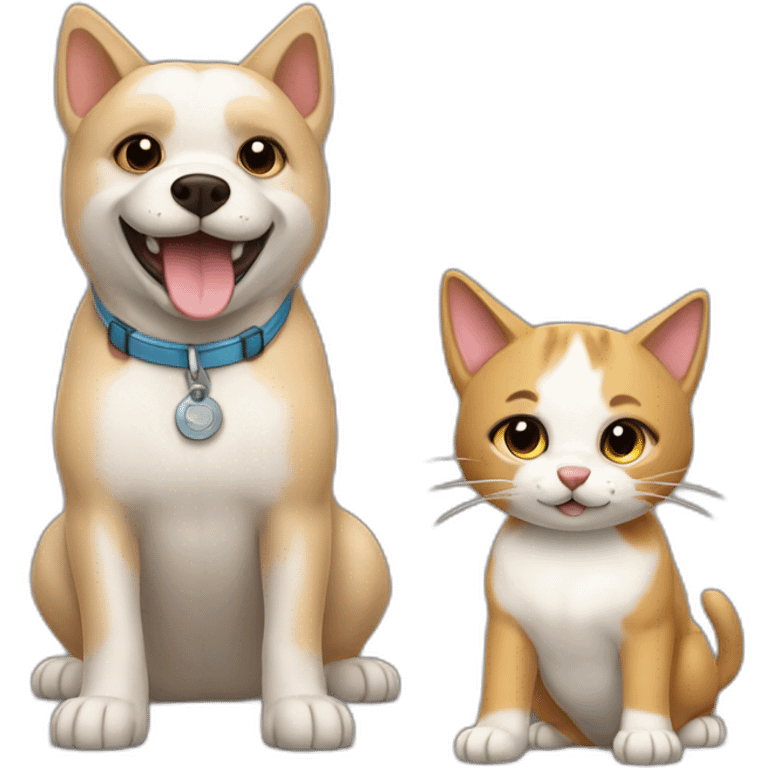 Perro jugando con gato emoji