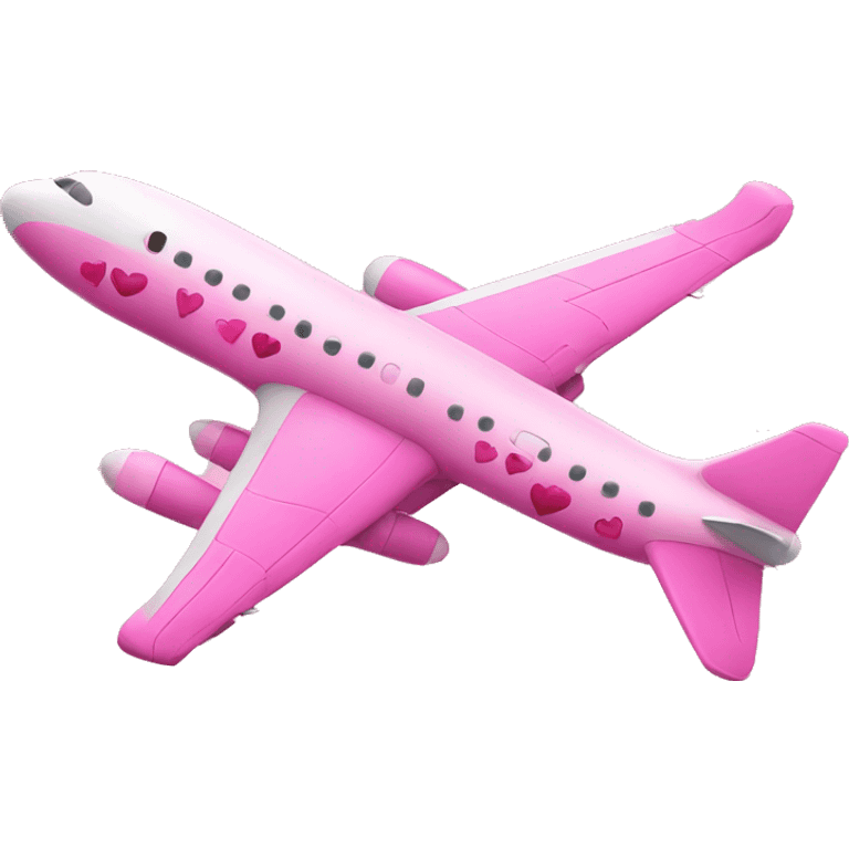 airplane pink with hearts emoji