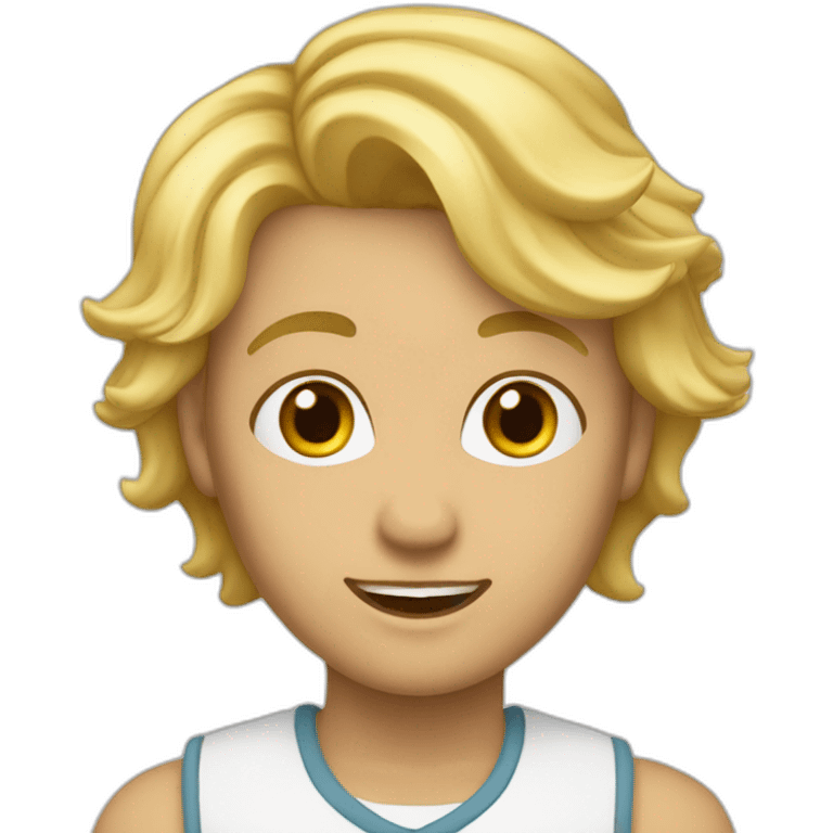 Jeune adulte de couleur blanche avec cheveux blonds en cosutume emoji