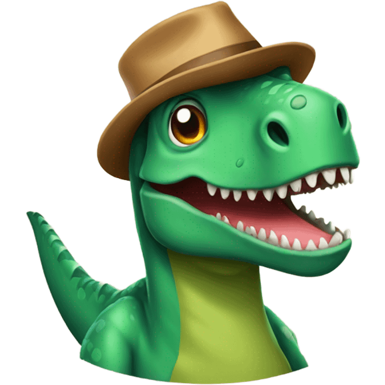 Dinosaur wearing hat emoji