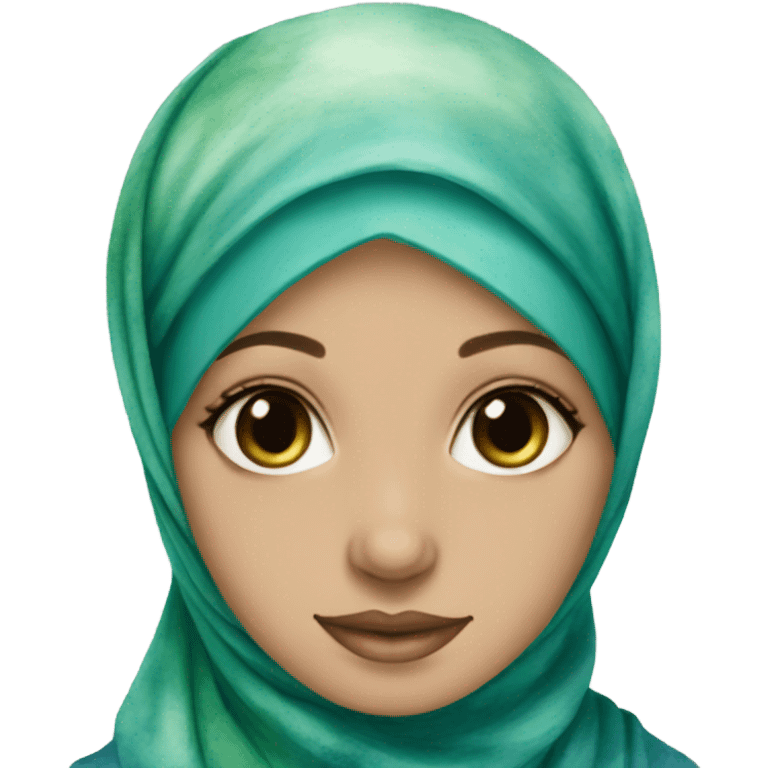 Blue and green watercolor hijab emoji