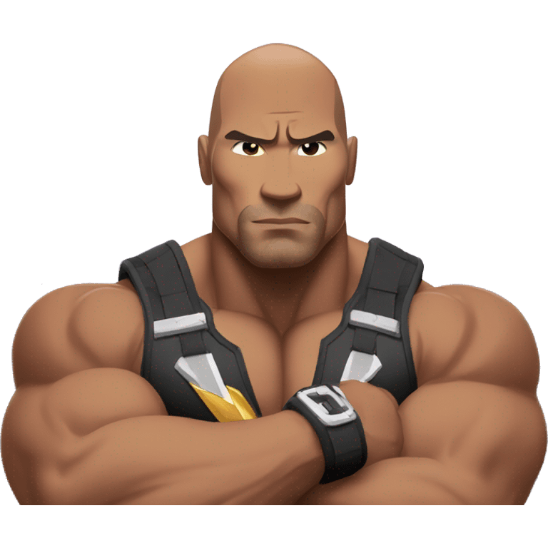 the rock double biceps holding lightning bolts emoji