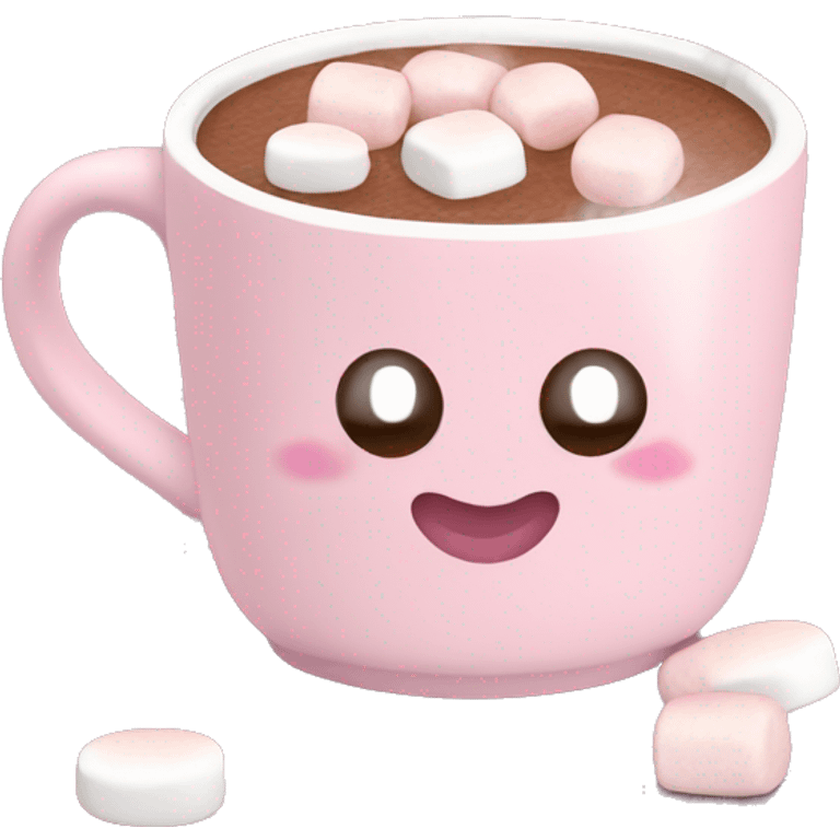 Light Pink mug of hot chocolate with marshmallows  emoji