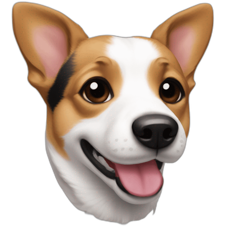 Jack russel corgi mix with black mouth and nose emoji