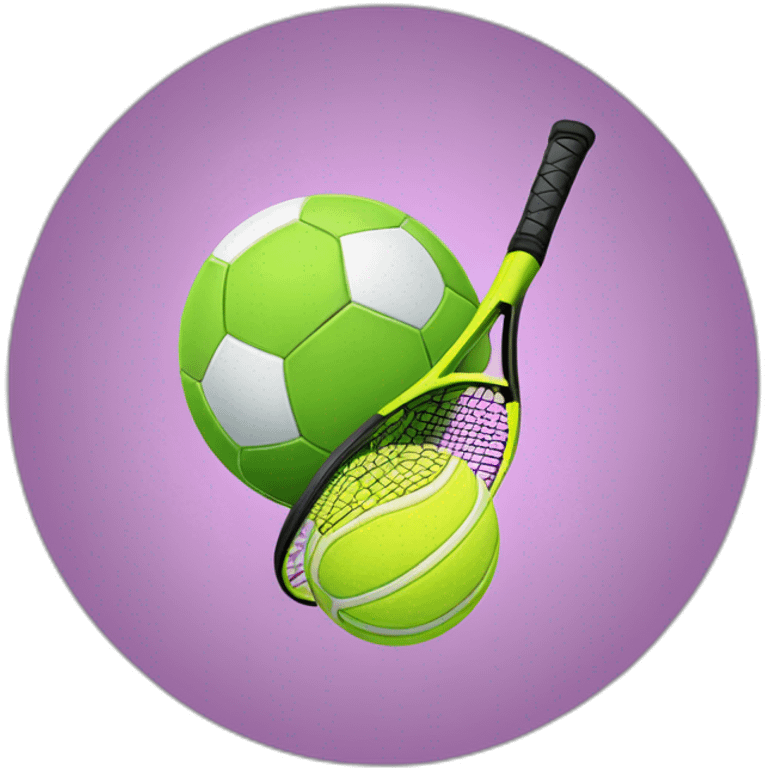 Raquette de tenis avec balle de soccer emoji