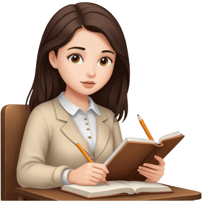 pretty brunette girl studying  emoji