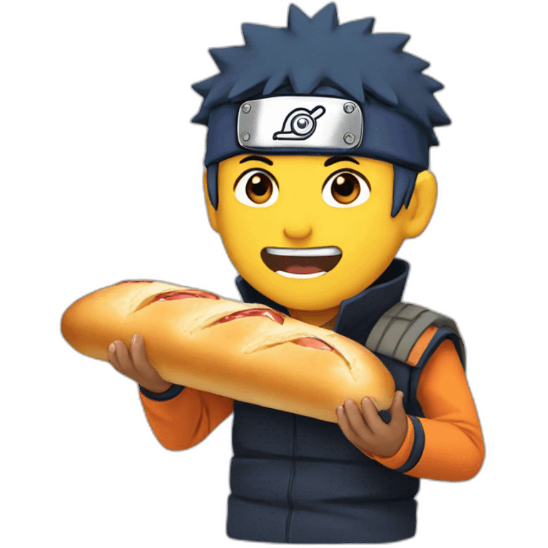 Naruto eating a baguette emoji