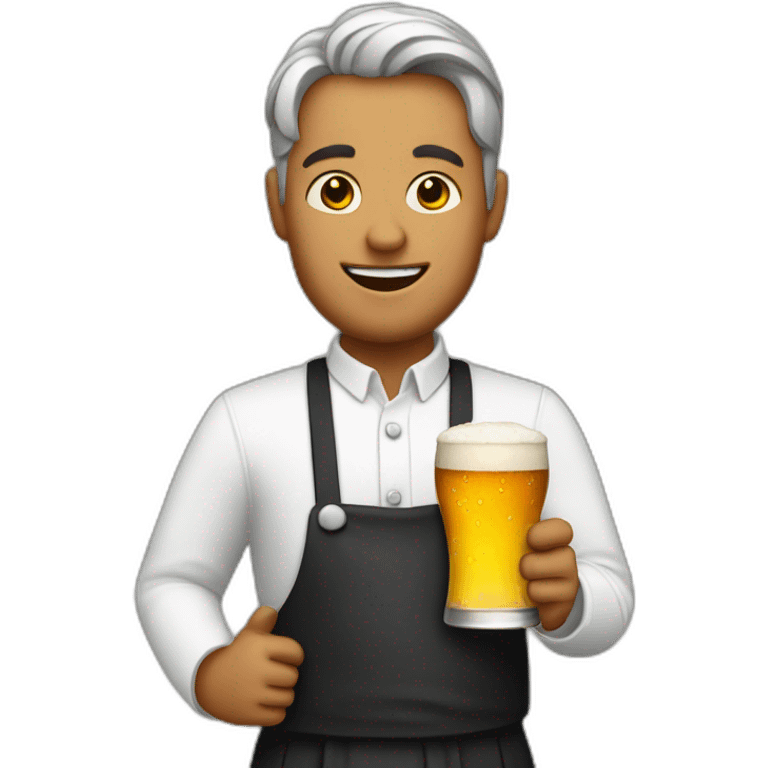 Waiter with a pot belly serving beer emoji