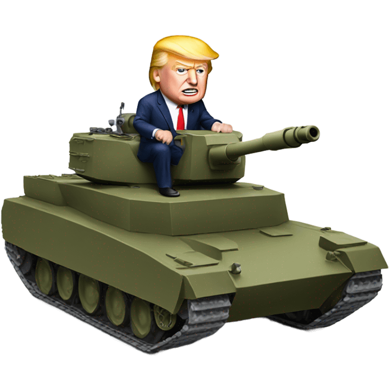 Trump driving a tank emoji