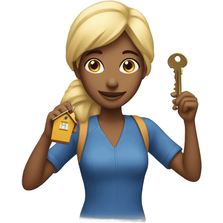 Woman holding keys to her new house  emoji