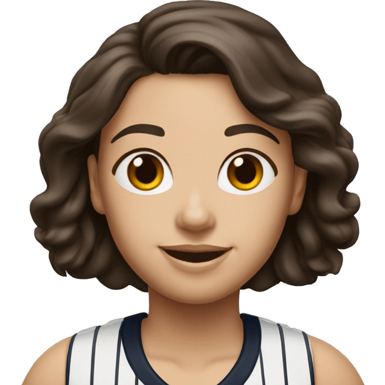 Smile brunette female with Yankees jersey  emoji