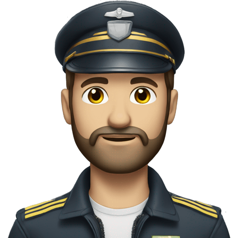 Brunette bearded Pilot with grey eyes emoji