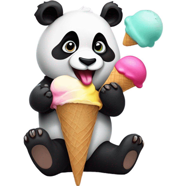 Panda eating ice cream emoji