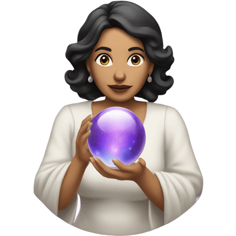 Latina Woman psychic with crystal ball in hands emoji