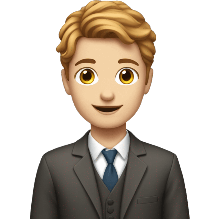 young white teacher with chestnuthair with pupils aroud emoji