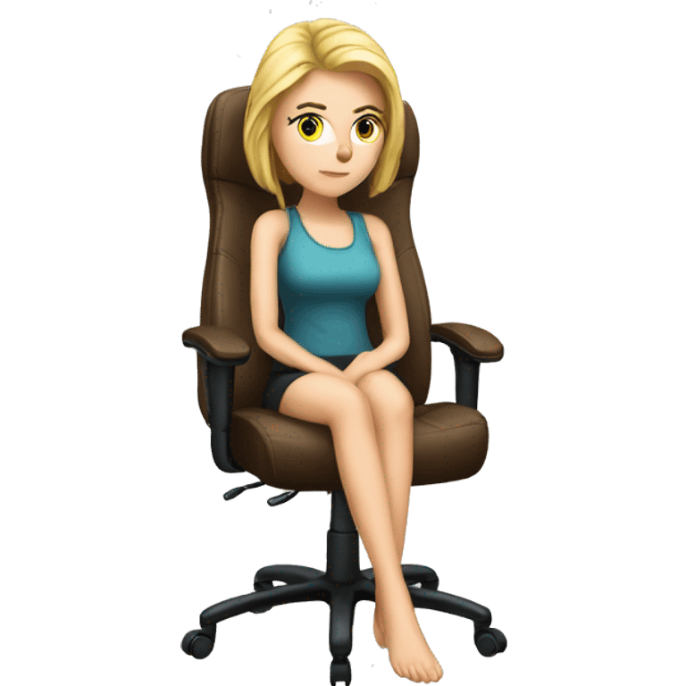 white girl thinking on a big gaming chair  emoji