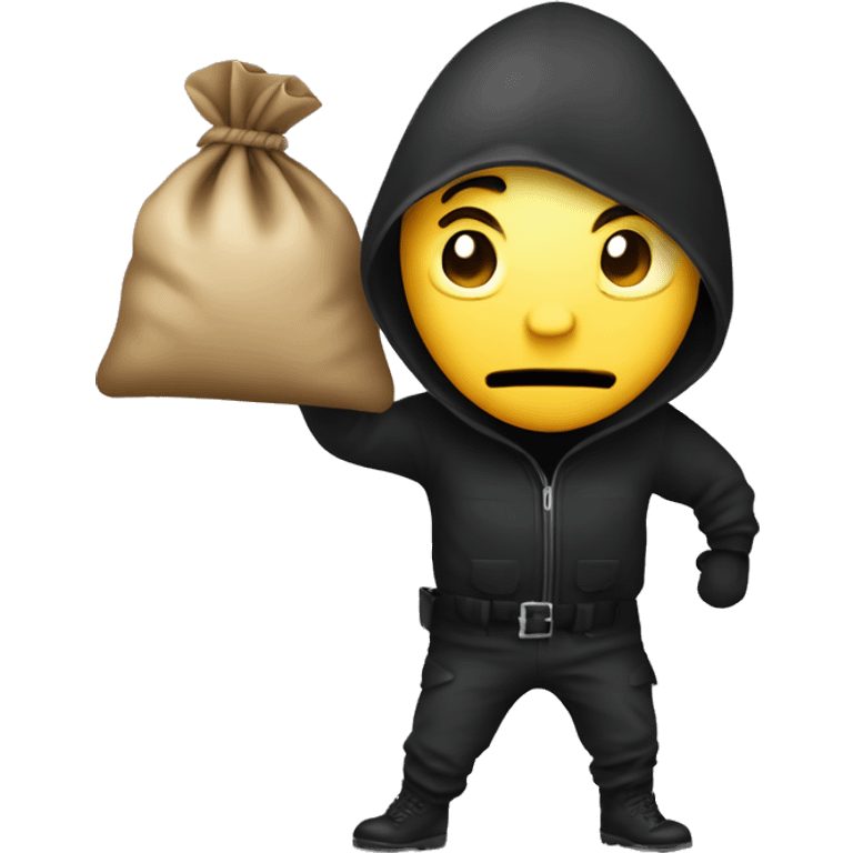 Robber emoji with money sack emoji