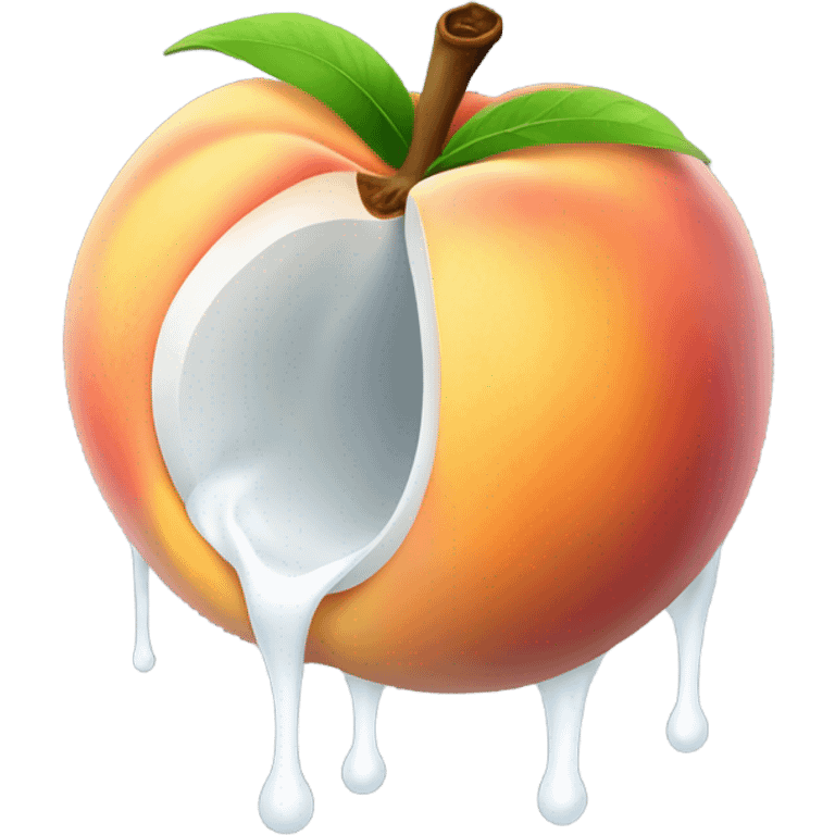 Peach with opening dripping white inside the middle to the end emoji